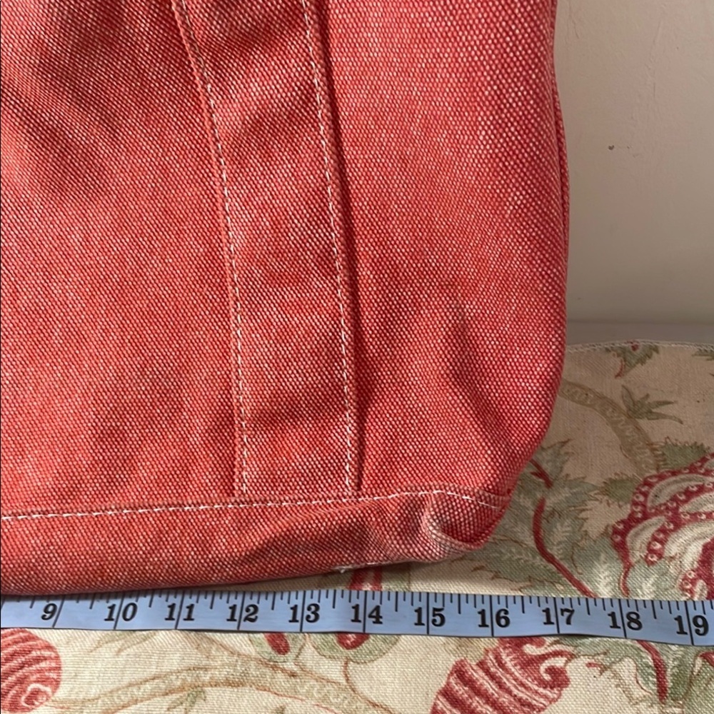 L.L. Bean RARE Sig Salt Wash Red Canvas Boat & Tote Check Print Inside - Picture 6 of 14